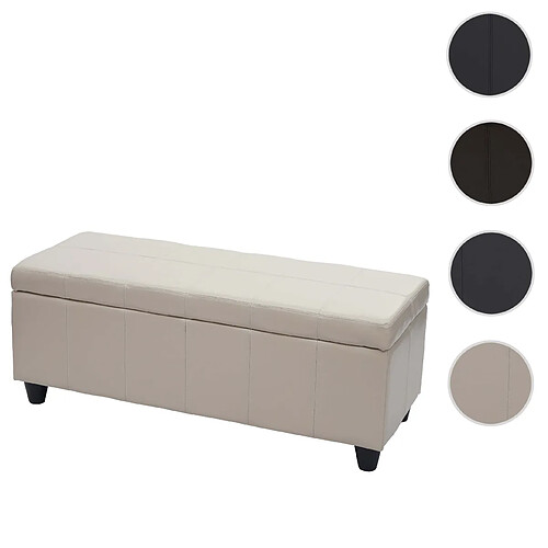 Mendler Banc/banquette/coffre de rangement Kriens, 114x45x45cm, similicuir ~ crème