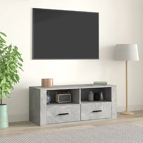 Maison Chic Meuble TV scandinave - Banc TV pour salon Gris béton 100x35x40 cm Bois d'ingénierie -MN64212