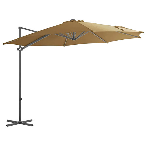 Helloshop26 Parasol meuble de jardin en porte-à-faux avec mât en acier 300 cm taupe 02_0008613