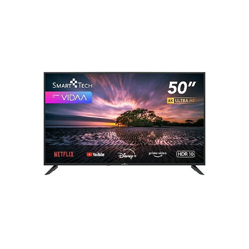 SMART TECH TV LED 4K UHD 50' (126 cm) 50UV10T1 Smart TV VIDAA - Molotov, Netflix, Prime Video, Canal+, Disney+, Youtube, Plex - 3xHDMI - 2xUSB - PVR - Mode Hotel [Classe énergétique E]