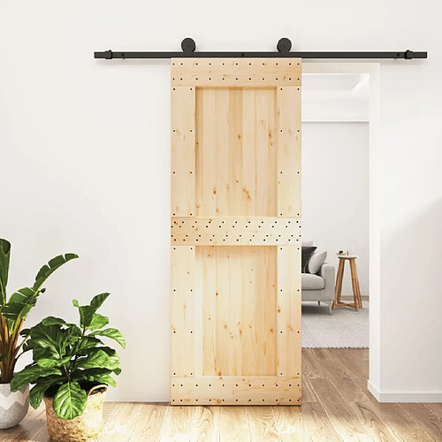 vidaXL Porte coulissante et kit de quincaillerie 80x210 cm pin massif