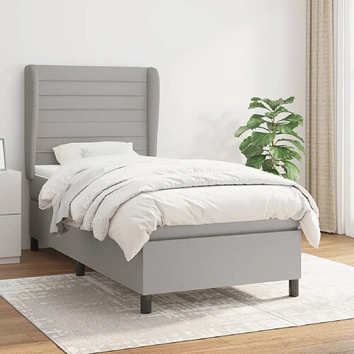 vidaXL Sommier à lattes de lit avec matelas Gris clair 80x200 cm Tissu