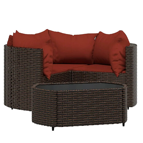 Maison Chic Salon de jardin 4 pcs + coussins - Mobilier/Meubles de jardin - Table et chaises d'extérieur Marron Résine tressée -MN96835