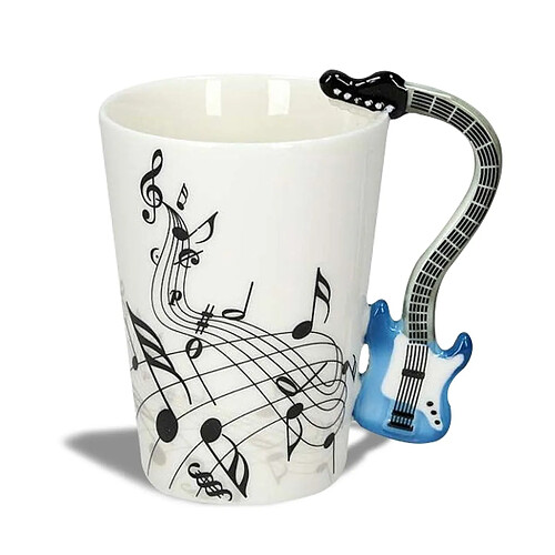 Totalcadeau Mug anse guitare électrique bleue tasse musique