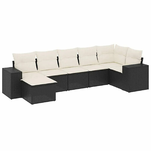 Maison Chic Salon de jardin 7 pcs avec coussins | Ensemble de Table et chaises | Mobilier d'Extérieur noir résine tressée -GKD63277