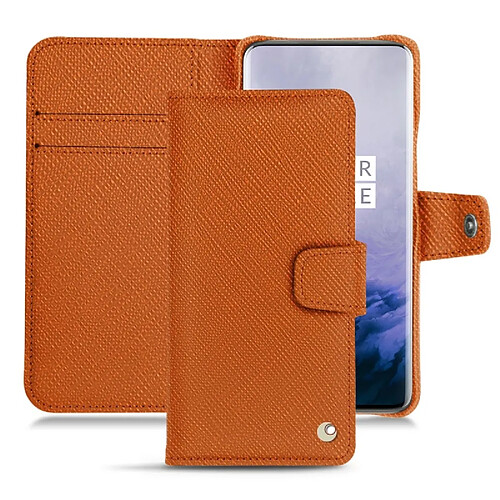 Housse cuir OnePlus 7 Pro - Rabat portefeuille - Orange vibrant ( Pantone #e36b39 ) - NOREVE