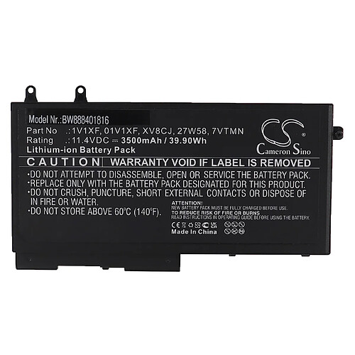 vhbw Batterie compatible avec Dell Latitude 5511 ordinateur portable (3500mAh, 11,4V, Li-ion)