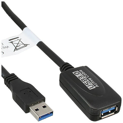 NEDIS Câble répéteur actif InLine® USB 3.0 de type A mâle à type B femelle noir 5m