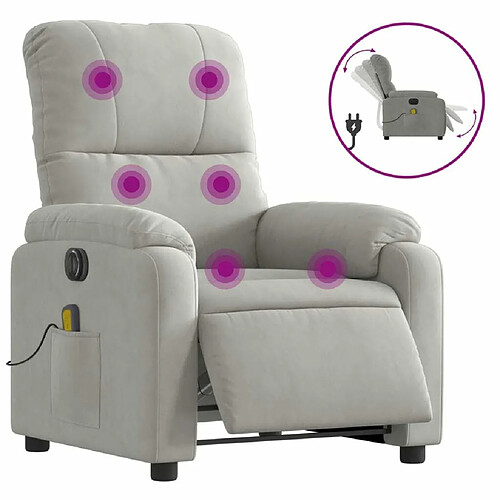 Maison Chic Fauteuil Relax pour salon, Fauteuil inclinable de massage électrique gris clair -GKD20916