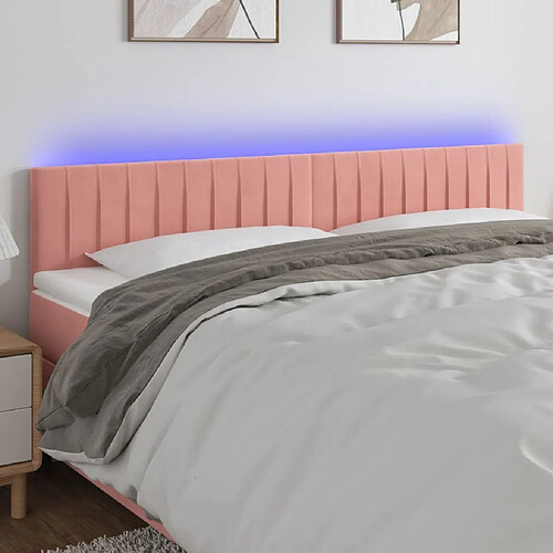 Maison Chic Tête de lit scandinave à LED,meuble de chambre Rose 180x5x78/88 cm Velours -MN84832