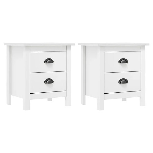 Maison Chic Lot de 2 Tables de chevet,Table de nuit,Table d'appoint pour salon Hill - Blanc 46x35x49,5 cm Bois pin solide -MN78075