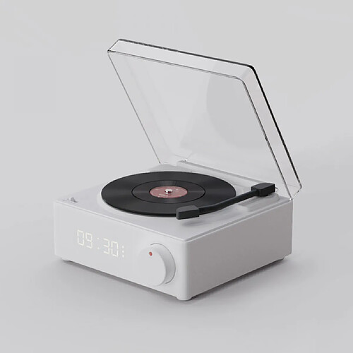 General Haut-parleur Bluetooth rétro, haut-parleur Bluetooth Bass Portable 5.0 Lecteur de cartes Strong TF Retro Record Haut-parleur en vinyle, Style tourne-disque Look mignon Cadeau créatif pour les filles (Blanc)