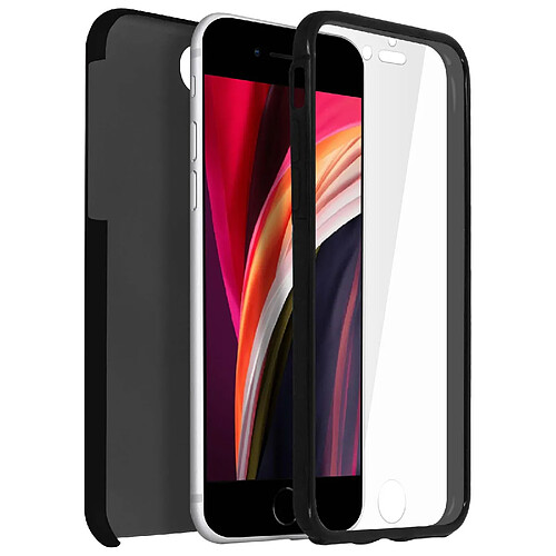 Avizar Coque iPhone SE 2022 / 2020 et 8 / 7 Silicone + Arrière Polycarbonate Noir