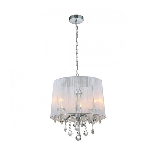 Luminaire Center Suspension en cristal Cornelia Chrome, blanc