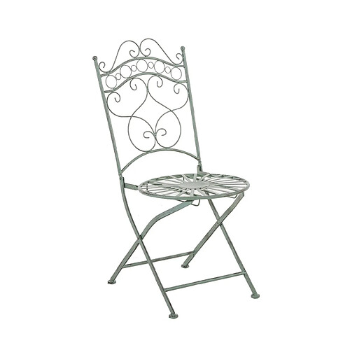 Decoshop26 Chaise de jardin terrasse balcon design rustique en fer forgé vert vieilli 10_0003008