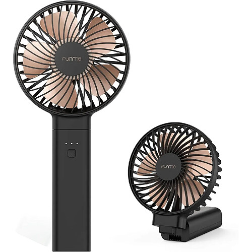 (Or et Noir) Ventilateur portatif Ventilateur Éolien Puissant Portable Rechargeable, 5000 Piles 20 Heures Silencieux Pliable 4 Vitesses Puissant Ventilateur à Main Personnel,...