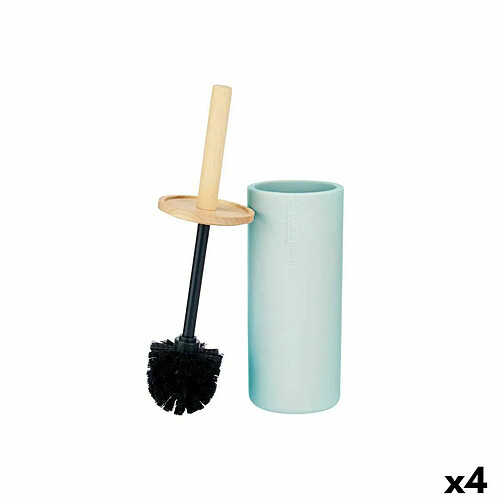 Berilo Brosse de salle de wc Bleu Bois Résine 10,2 x 38 x 10,2 cm (4 Unités)