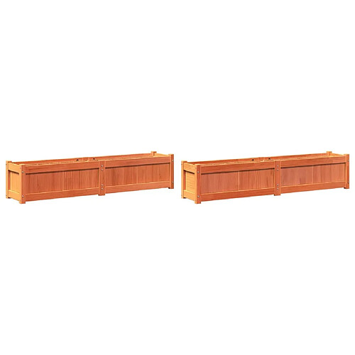 Maison Chic Lot de 2 Jardinières,Bac à fleurs - pot de fleur cire marron bois de pin massif -GKD36791