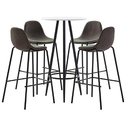 vidaXL Ensemble de bar 5 pcs Tissu Gris foncé