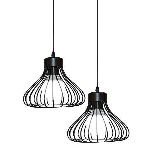 Stoex 2PCS Plafonnier Vintage Suspension Lustre Industrielle Noire Simple Lustre Rétro Créatif Pour La Décoration Intérieure