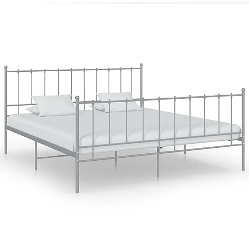 Maison Chic Lit adulte - Lit simple Cadre de lit,Structure du lit Contemporain Gris Métal 140x200 cm -MN12530