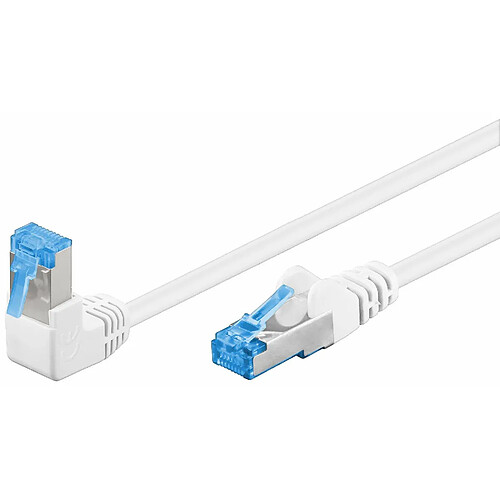 Goobay Rhinocables 51563 Câble réseau Ethernet haute vitesse 6A mâle 90° pour Playstation Xbox DSL PimF RJ45 mâle Blanc 0,5 m