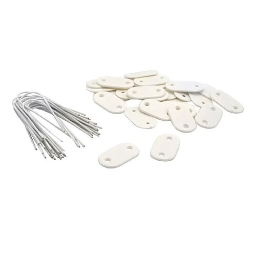 NATURE Set de 26 fixations pour mailles - Ecrans et canisses plastique - Blanc - (Attache + brin 14 cm fil de fer plastifié)