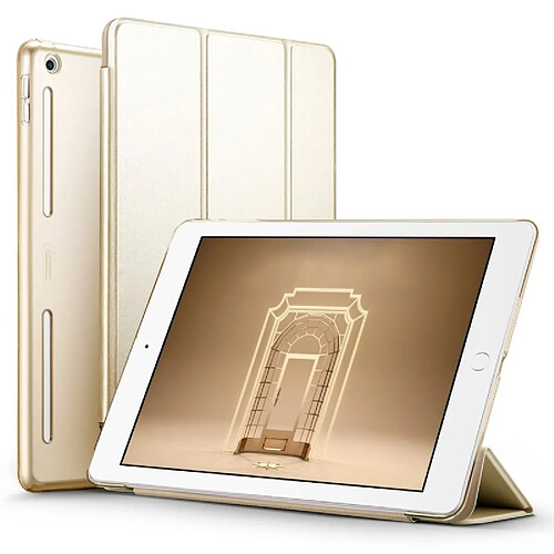 Wewoo Étui en cuir magnétique à 3 rabattements souples Soft Edge de la série Yippee Color Plus pour iPad 9.7 (2018) / (2017), avec fonction veille et réveil (Champagne Gold)