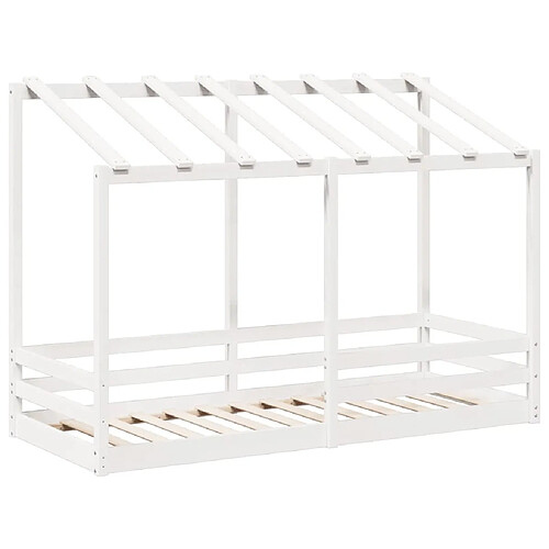 Vidaxl Lit pour enfants avec toit blanc 75x190 cm bois massif de pin