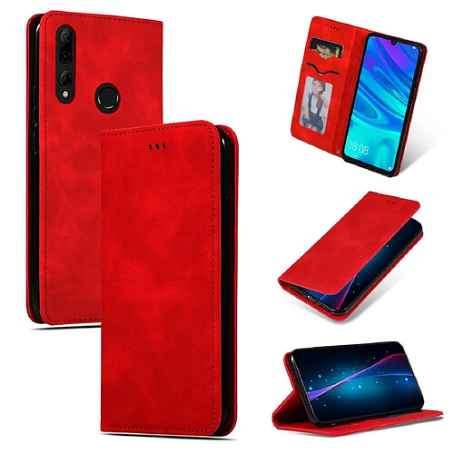 Wewoo Housse Coque Étui en cuir à rabat horizontal magnétique rétro Skin Feel Business pour Huawei P Smart 2019 & P Plus 2019 & Mate 30 Lite Rouge