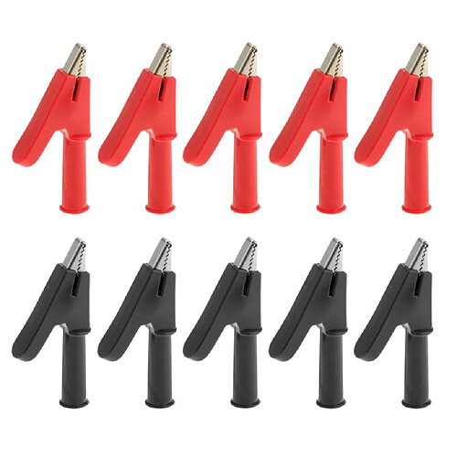 5Pairs Noir + Rouge Alligator Isolé Clip Plug Connecteur Banana Empilable