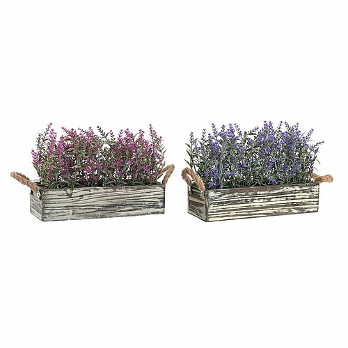 Plante décorative DKD Home Decor 30 x 12 x 21 cm Bois Lila Polyéthylène Fuchsia (2 Unités)