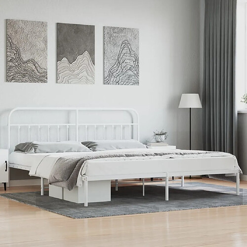 Maison Chic Lit adulte - Cadre de lit métal avec tête de lit,Structure du lit Contemporain pour chambre blanc 200x200 cm -MN93528