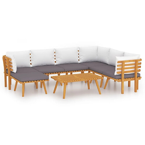 Maison Chic Salon de jardin 8 pcs + coussins - Mobilier/Meubles de jardin - Table et chaises d'extérieur Bois d'acacia solide -MN72865