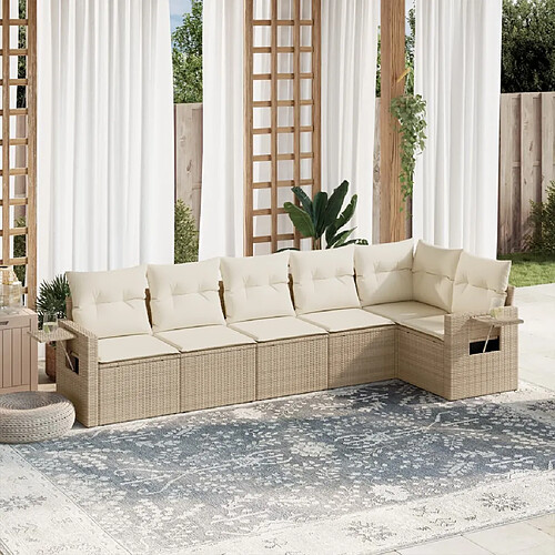 vidaXL Salon de jardin avec coussins 6 pcs beige résine tressée