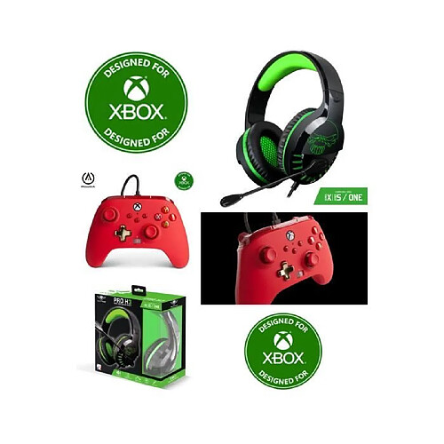 Pack Manette XBOX ONE-S-X-PC ROUGE Officielle + Casque Gamer PRO H3 VERT SPIRIT OF GAMER XBOX ONE/S/X/PC