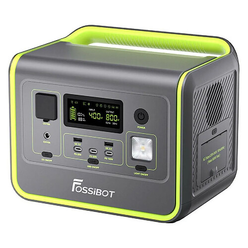 Centrale électrique portable FOSSiBOT F800, générateur solaire LiFePO4 512Wh, cycle 3500 fois, sortie CA 800W - Vert