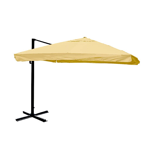 Decoshop26 Parasol professionnel restaurant pour jardin terrasse 3x3m (Ø4,24m) polyester aluminium/acier 23kg crème sans pied 04_0003966