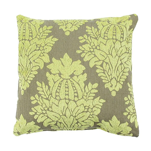 Thedecofactory FLORALIES - Coussin en coton tissé déhoussable à motifs fleur de lys vert 43x43