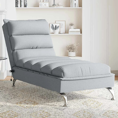 vidaXL Chaise longue de massage avec coussins gris clair tissu