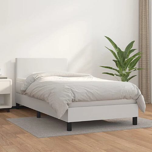 Maison Chic Lit Adulte - Lit simple Lit à sommier tapissier avec matelas moelleux - Meuble de Chambre Blanc 80x200 cm Similicuir -MN30570