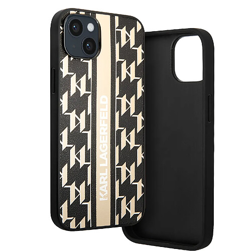 Karl Lagerfeld Coque pour iPhone 14 Plus Dos Cuir Vegan Bords Rehaussés Noir