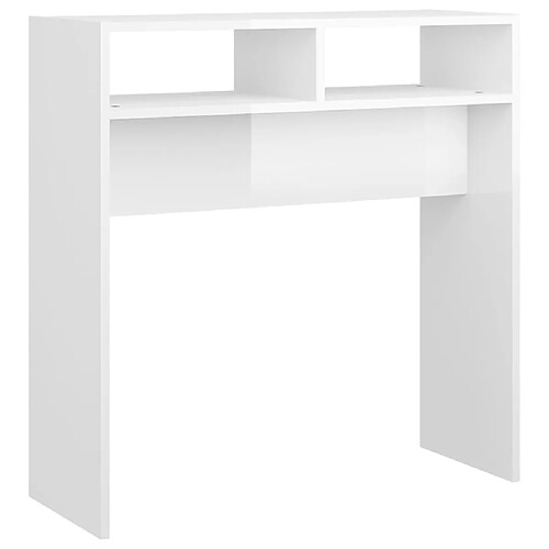 Maison Chic Table console | Meuble d'entrée | Table d'appoint Blanc brillant 78x30x80 cm Aggloméré -GKD68344