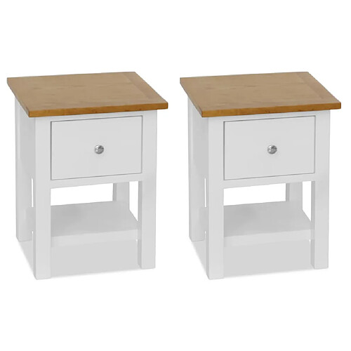 vidaXL Tables de chevet 2 pcs 36x30x47 cm bois de chêne massif