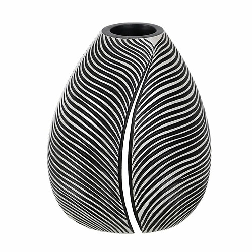 BigBuy Home Vase Blanc Noir Polyrésine 17,5 x 17,5 x 20,5 cm