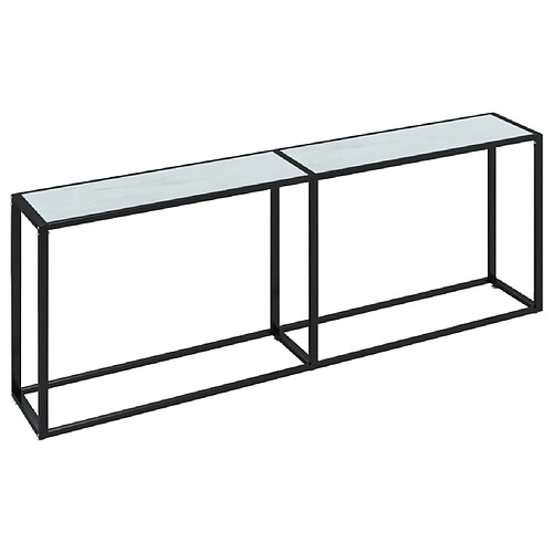 Maison Chic Table console | Meuble d'entrée | Table d'appoint Marbre blanc 220x35x75,5 cm Verre trempé -GKD95095