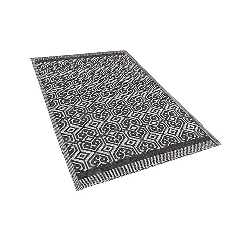 Beliani Tapis extérieur noir à motif géométrique 120 x 180 cm BARMER