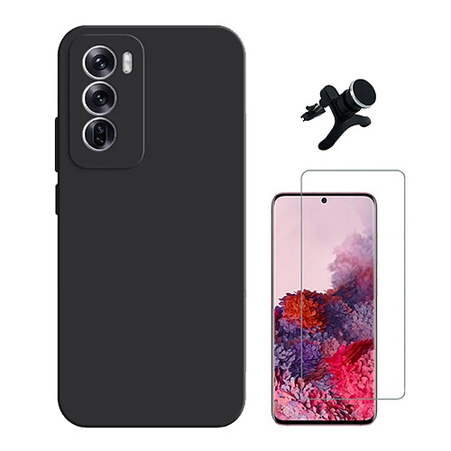 NIS Kit Verre Transparent + Housse Silicone + Support Magnétique Oppo Reno12 Pro Noir