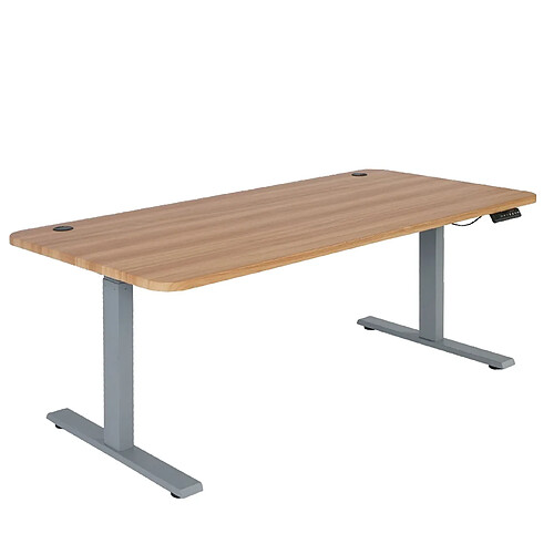 Decoshop26 Bureau table d'ordinateur réglable en hauteur électriquement 160x80cm 53kg MDF chêne, gris 04_0001439