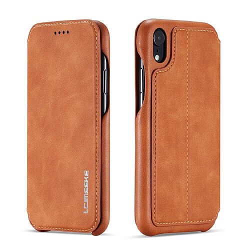 Wewoo Coque Pour iPhone XR Hon Ancient Series Etui en cuir avec fentes support et porte-cartes Marron